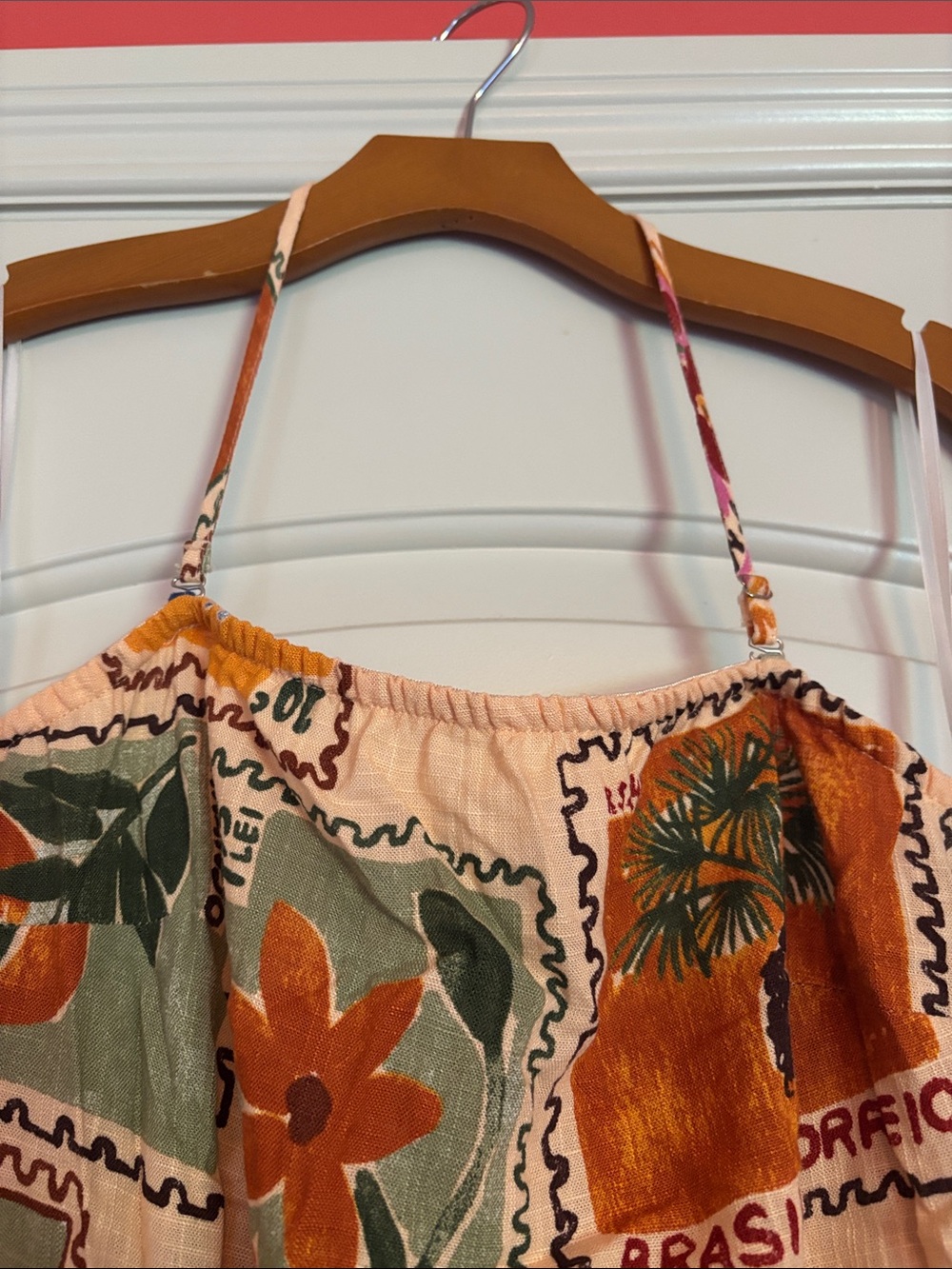 PAPERHEART Women’s Floral Maxi Halter Sundress - Peach Background. Size Medium - Picture 3 of 6